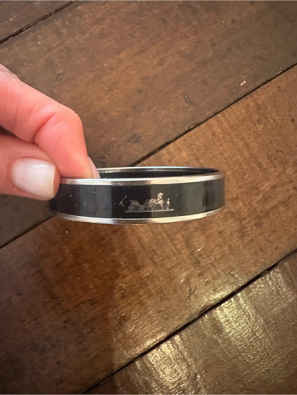 Hermes Calèche black enamel bangle